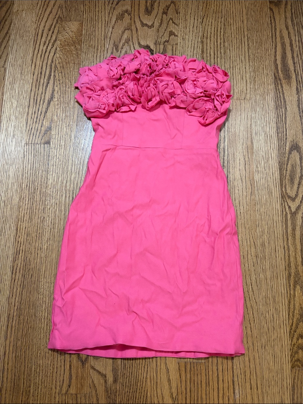 Biba Hot Pink Strapless Rosette Bodice Dress